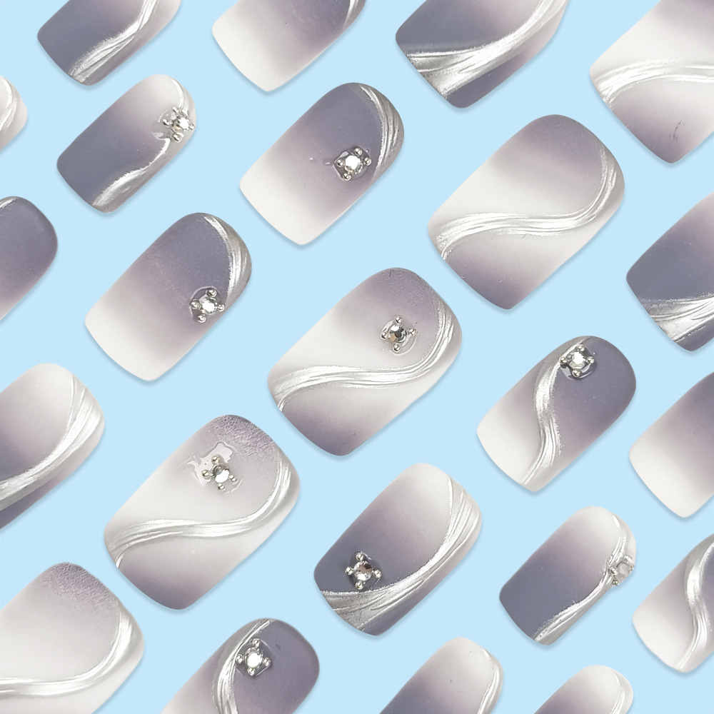 Brilliant Pearl Piel de uñas postizas en relieve Troncos de moda Parche de uñas de uñas de diamantes dorados tridimensionales 3D image 4