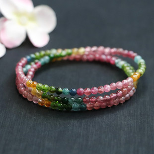 Juanyu Natural Tourmaline Bracelet Rainbow Multi-Circle Bracelet Women's Crystal Gemstone Factory Live Delivery Cb2100212