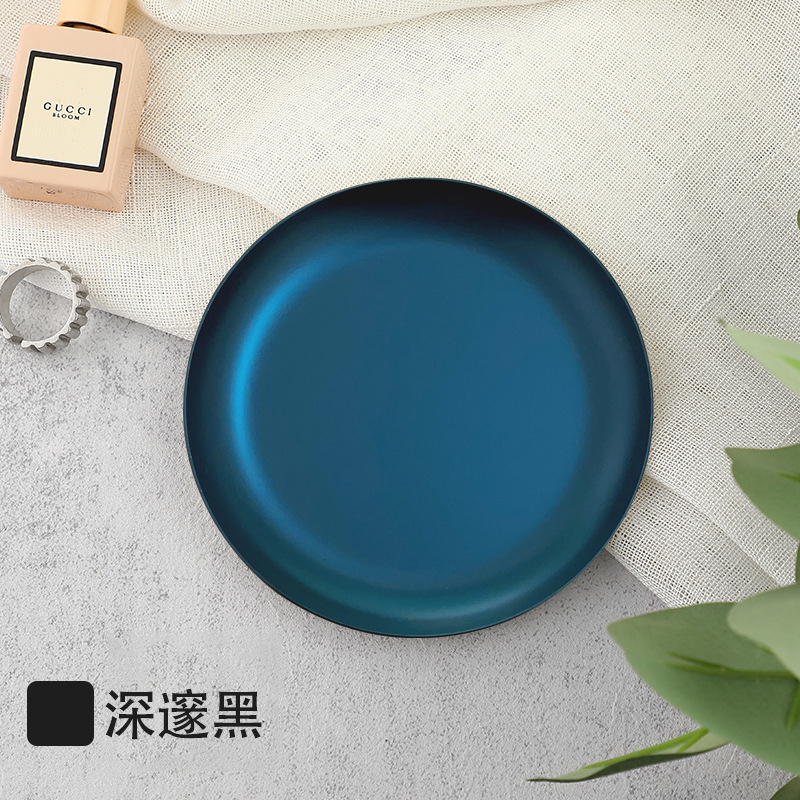 Luz de lujo estilo metal redondo tamaño pequeño bandeja de la joyería bandeja de almacenamiento de acero inoxidable dormitorio cosméticos joyería placa Decoración