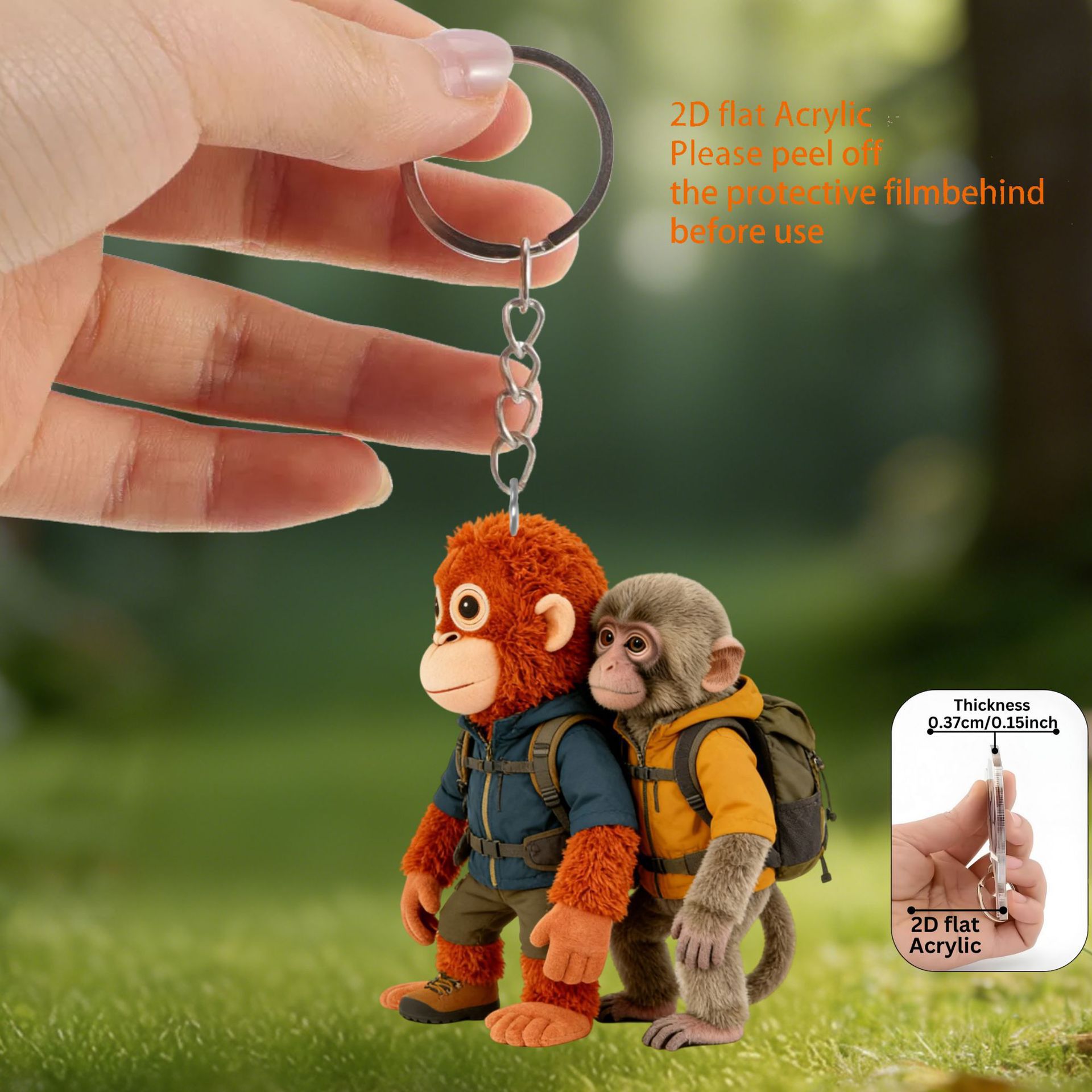 Etiquetado transfronterizo acrílico plano 2D Protect Punch The Monkey Orangutan Doll