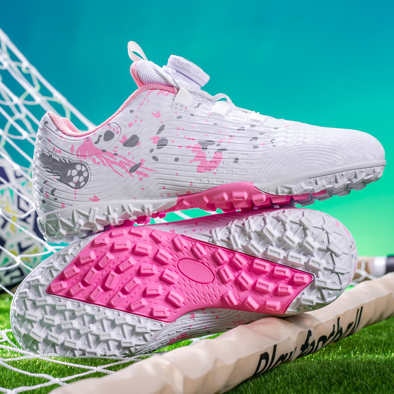 ShoeGlobe, scarpe sportive da ginnastica per la scuola elementare, con bottoni rotanti transfrontalieri, per bambini, con tacchetti da calcio_voghion.com