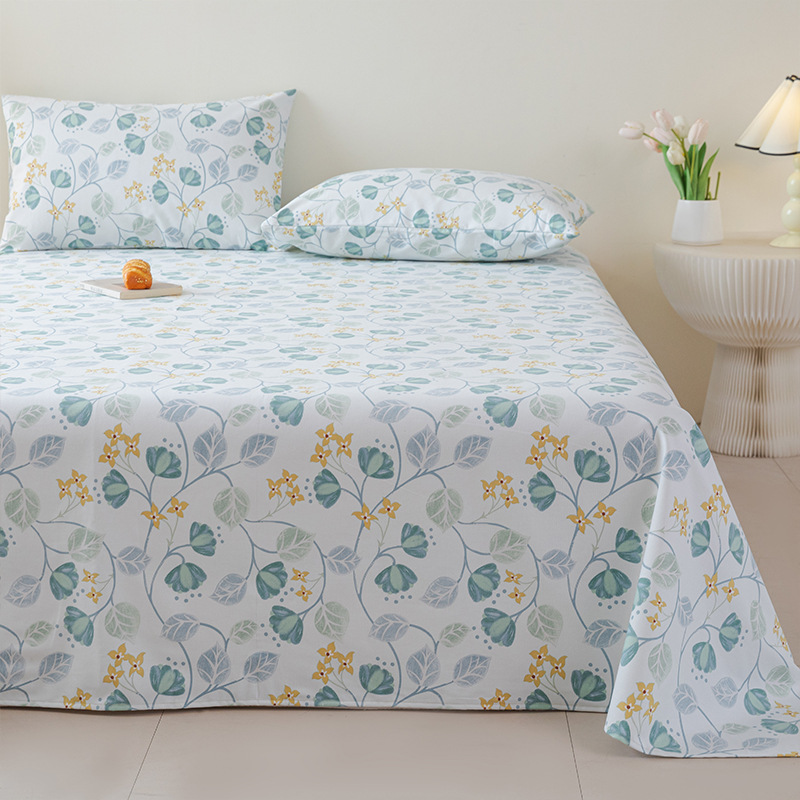 2025 nueva sábana de tela gruesa vieja de algodón puro pieza individual 100 funda de almohada individual de lino de algodón cama individual dormitorio de tres piezas 2