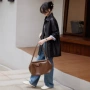 海宁宽松中长女士皮衣