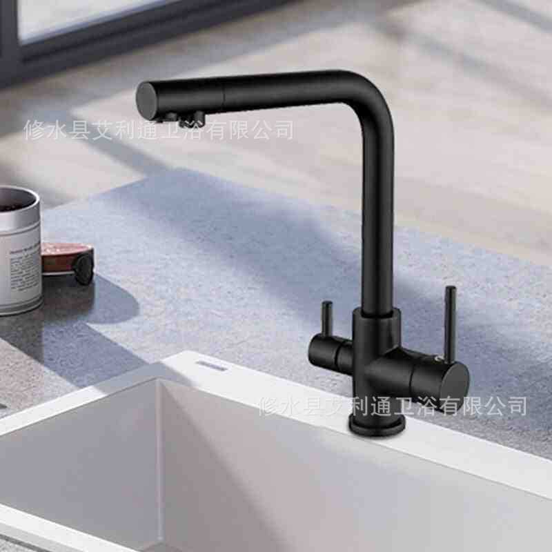 Agua de purificación de cocina directa grifo de agua fría y caliente doble control 3 - en - 1 lavabo de verduras girar agujero único comercio exterior al por mayor transfronterizo