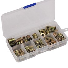 70PCS鋅合金內外牙帶介螺母 家具配件內六角家具預埋梯形螺母