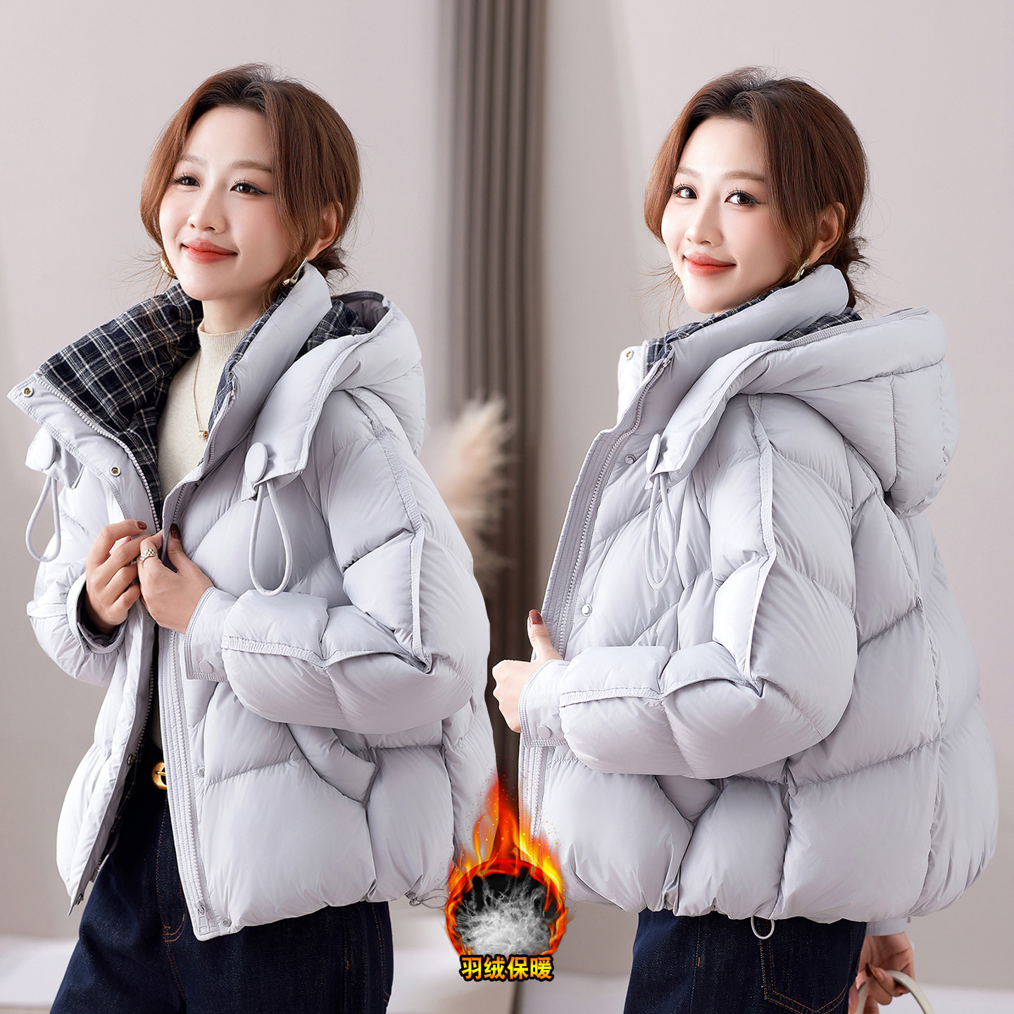 90% White Duck down 2025 Winter New Hooded down Jacket Women's Short Middle-Aged Mother's Bread Jacket