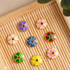 高色保持オイルドリップ花びらフラワートレイ 8 ミリメートルフラワーキャップエナメルバーニングブルーアクセサリー diy ブレスレットネックレスビーズアクセサリースペーサー