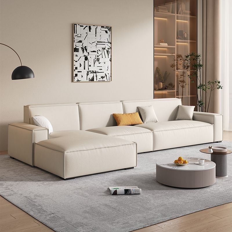 Minimalist Cream-Style Tofu Block Sofa Living Room Simple Modern Straight Sofa Internet Celebrity Cat Scratch Leather Art Sofa