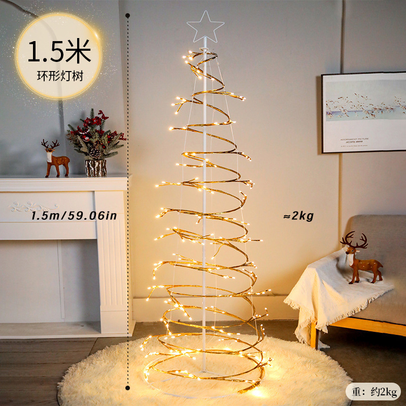 Árbol de Navidad 2025 nuevo estilo doméstico interior viento plegable retráctil decoración navideña luz LED tienda decoración de escena
