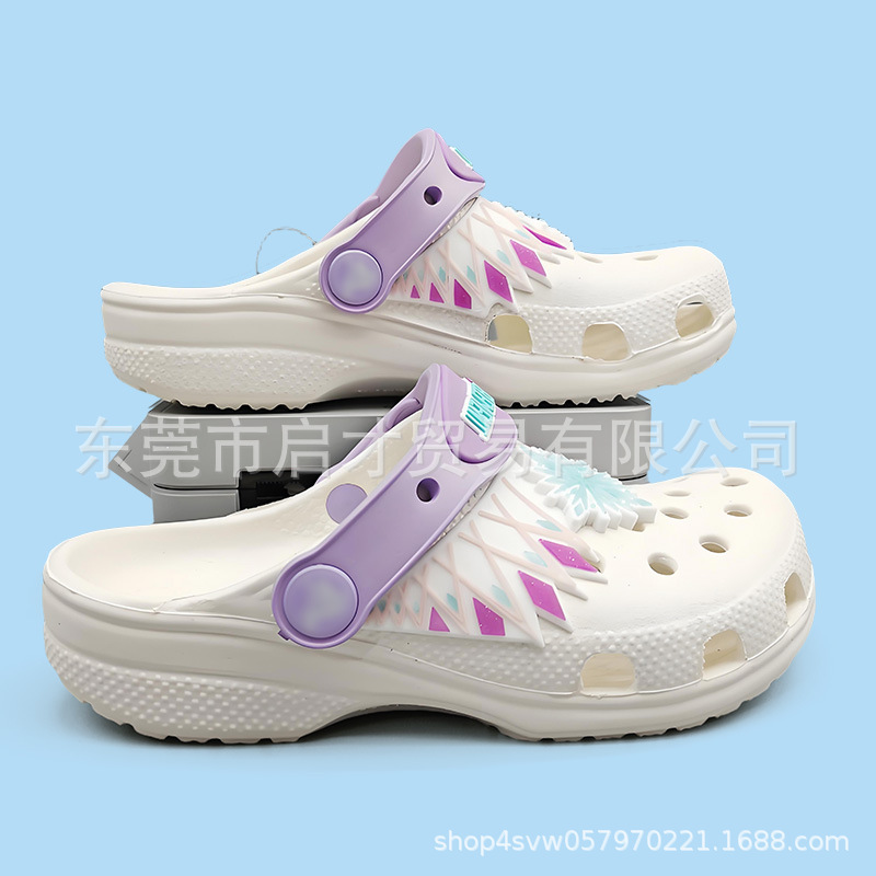 cross新款卡通联名萌露比立体鞋花 儿童防滑洞洞鞋潮流凉鞋|undefined