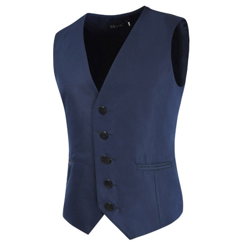 European and American Fashion Men's Suit Vest Korean Style Slim Fit Casual Solid Color Large Men's Vests
