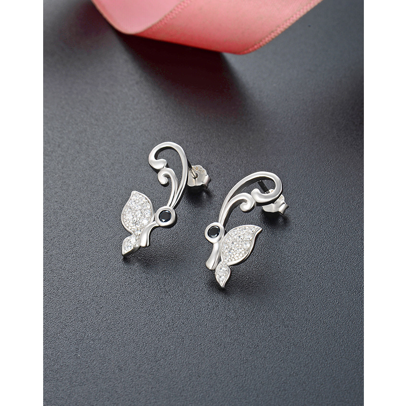 Pendientes de mariposa para mujer 925 plata esterlina diseño de nicho 2024 nuevos pendientes de diamantes completos ins elegantes pendientes de alta calidad