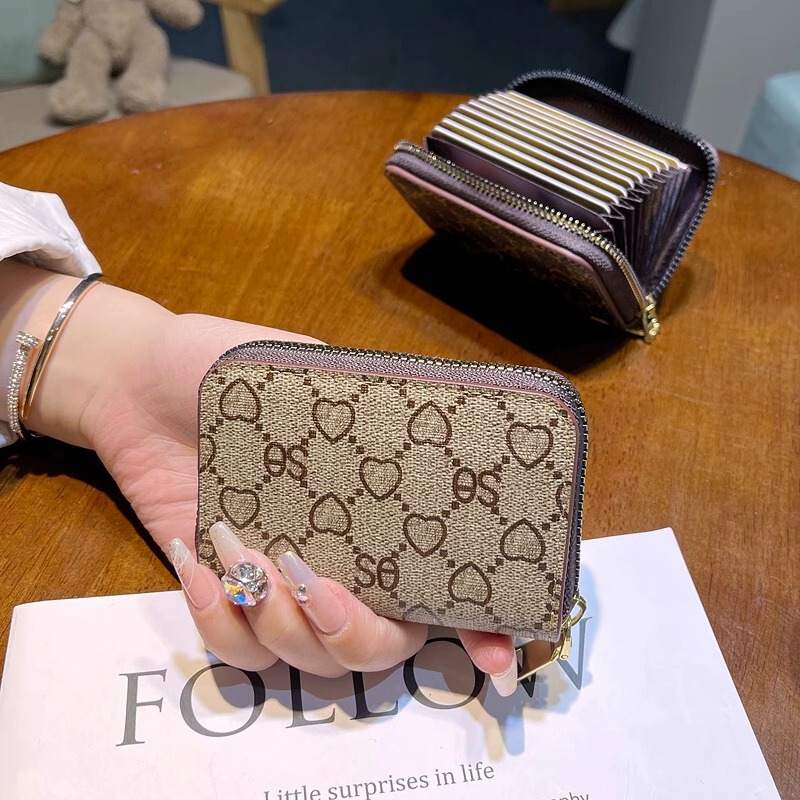 New Mini Anti-Degaussing Multi-Card Slot Id Storage Card Holder Large Capacity Driver's License Integrated Zipper Card Holder Wallet for Women