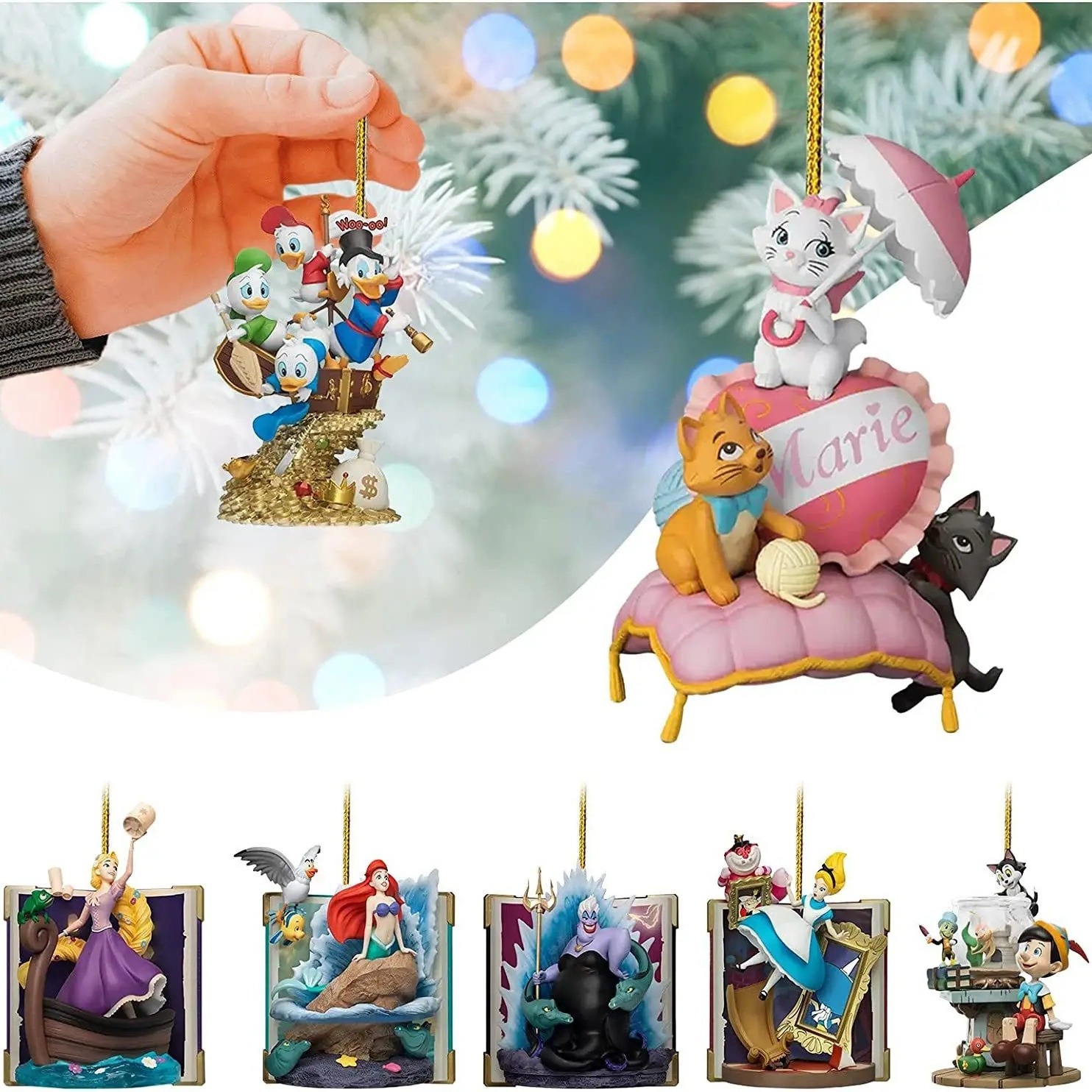 Nuevos productos transfronterizos adorables decoraciones de princesas colgantes de árbol de Navidad mochila plana acrílica colgantes decoraciones para el hogar