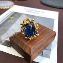 电镀真金宝石菱形戒指琉璃石头戒指彩色珐琅釉锆石开口可调节戒指