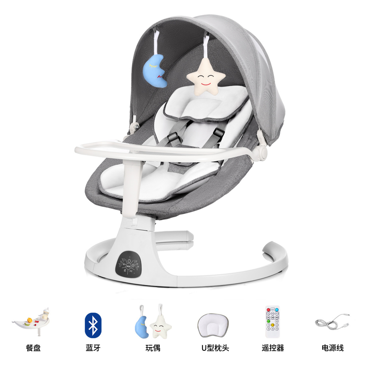 Silla de mecedora para bebés transfronterizos, silla de seda para bebés, artefacto para dormir, cuna eléctrica para niños, silla de relajación multifuncional