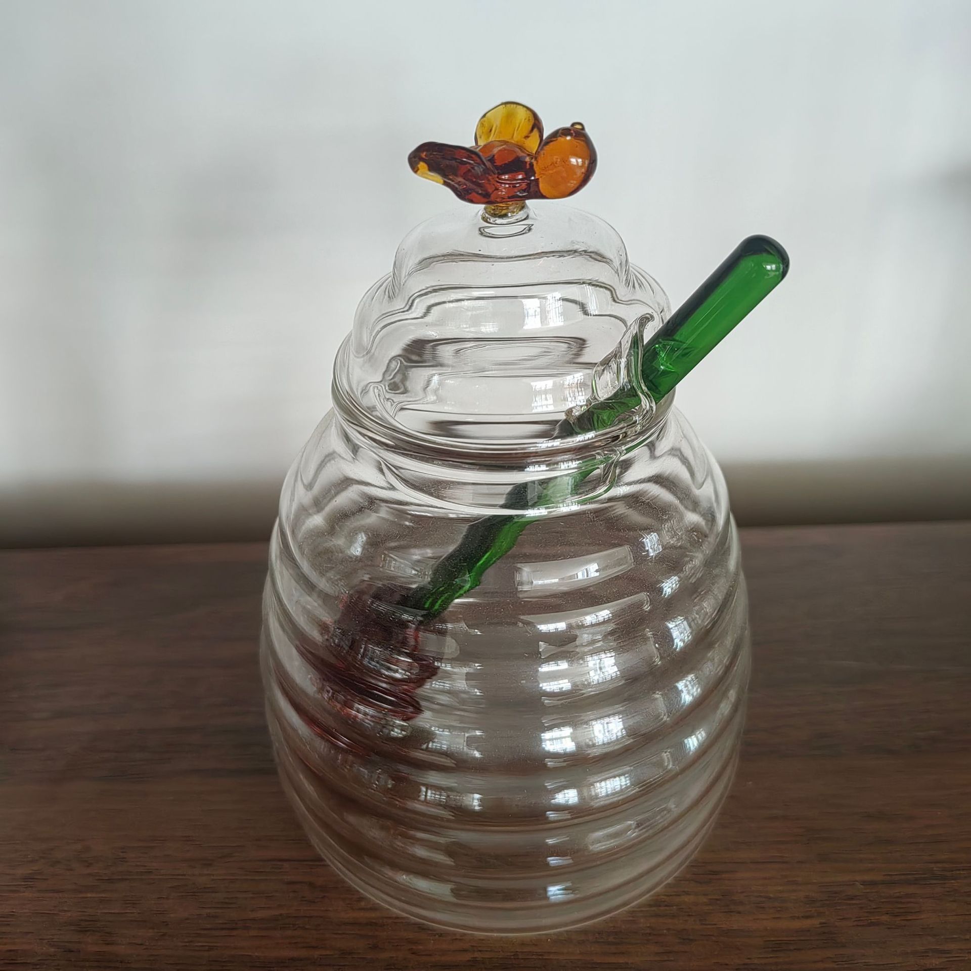 Tarro de miel de vidrio transparente para el hogar con tapa varilla de mezcla de vidrio botella de miel jam creativo Tarro transparente de vidrio