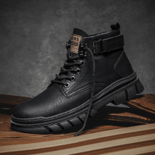 秋冬马丁靴男款高帮英伦厚底工装风男靴冬季加绒棉靴复古中邦靴子