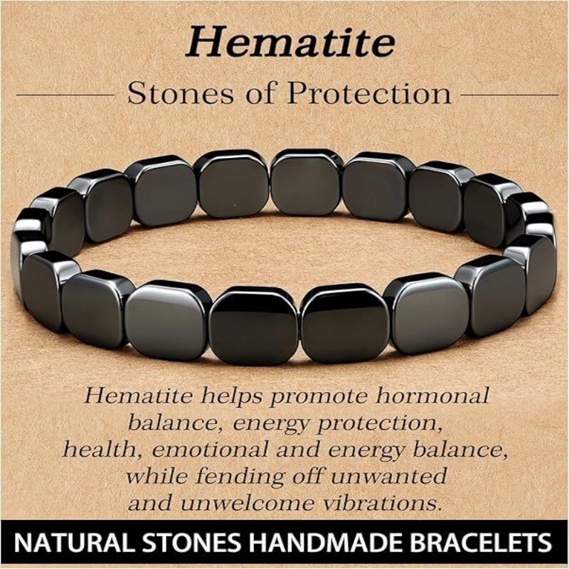 Cross-border best-selling square black gallstone bracelet for men, elastic mix-and-match bracelet, fashionable beaded apple bracelet, accessory jewelry Cross-border best-selling square black gallstone bracelet for men, elastic mix-and-match bracelet, fashionable beaded apple bracelet, accessory jewelry