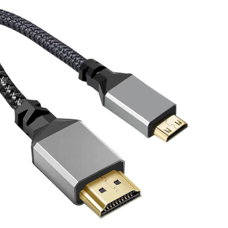 Кабель HDMI (версия 2.0) — Mini DisplayPort (A на C), 4K, для передачи данных, серый, в оплетке, для ТВ и компьютеров