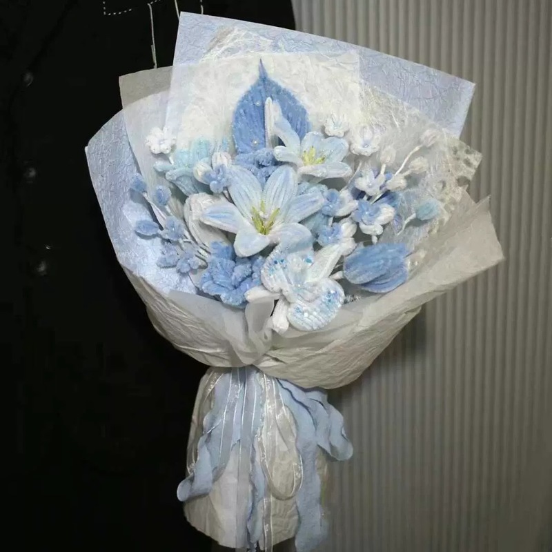 扭扭棒花束玫瑰花手工编织diy材料包送闺蜜女友百合花情人节礼物|undefined