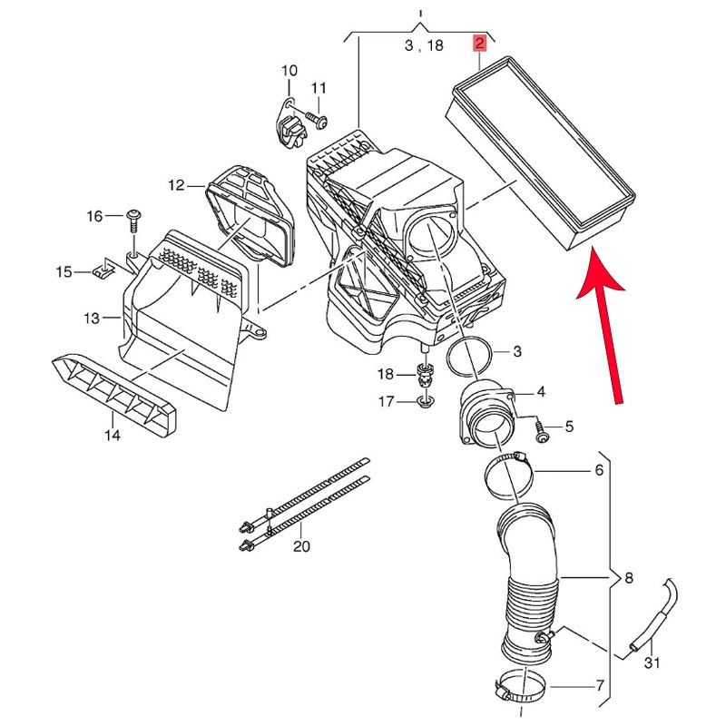 Подходит для воздушного фильтра воздуховода Audi A4L/A4/A5/Q5 элемент воздушного фильтра OE 8R0133843K