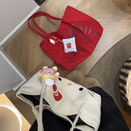 大容量新款帆布包HelloKitty托特可爱学生斜挎ins单肩手提通勤包