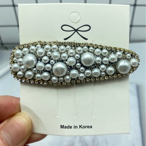 Korean style pearl rhinestone hairpin hairpin retro back of head side bangs clip sweet women's simple hairpin hair accessory