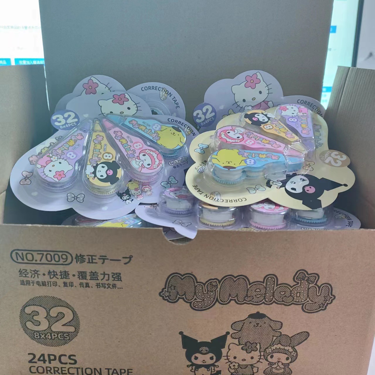 7009 Sanrio cinta de corrección de dibujos animados lindo mini estudiante creativo 4 Pack palabras equivocadas corrección conveniente y rápido