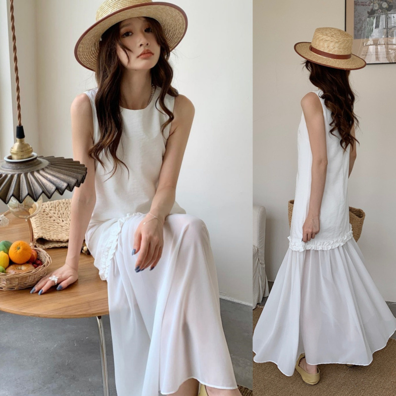 Brand summer small design shiffon dress with sleeves sleevless