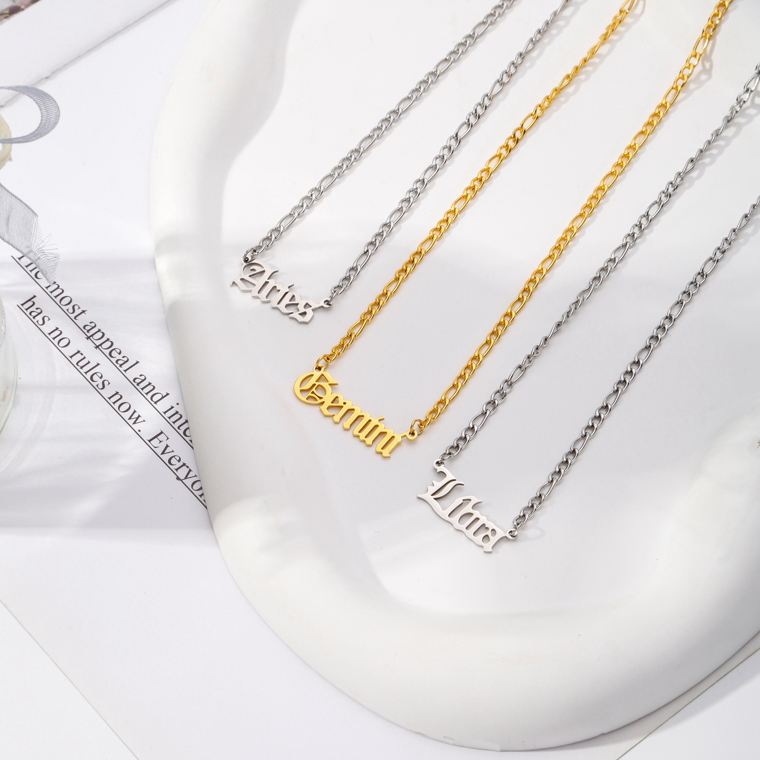 Unisex Gender PVD Coated Real Gold Plated Constellation 304 Stainless Steel Simple Style Waterproof Non Tarnish Stainless Steel Lobster Trigger Clasp Closure Pendant Necklace