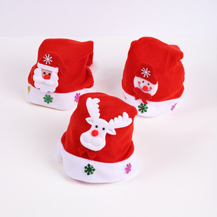 Children's Christmas Hat with Light Children's Adult Velvet Decal Hat Kindergarten Christmas Gift Luminous Red Hat