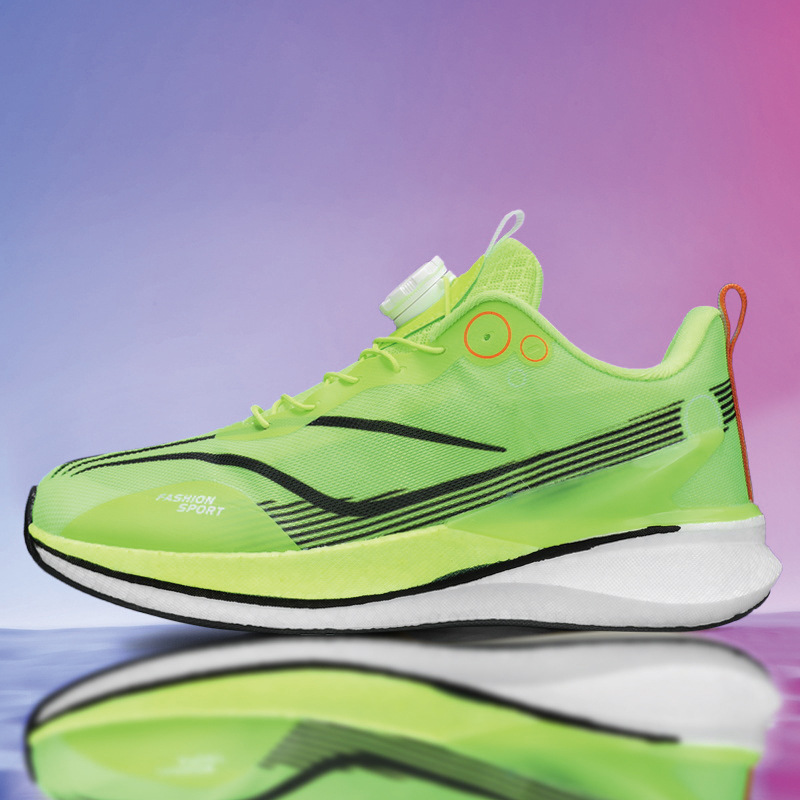 Zapatillas de carrera de velocidad superligera amortiguación juvenil respirables para hombres y mujeres, botón giratorio para parejas, zapatillas deportivas explosivas.