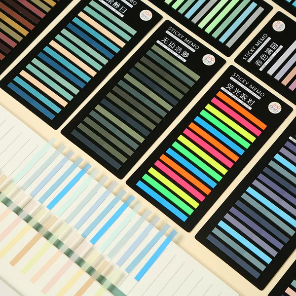 Extremely Fine Index Stickers Fluorescent Post-it Notes Ins Korean Style Writable Post-it Notes Small Long Stickers Transparent for Students