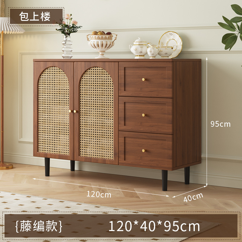 餐边柜法式简约现代藤编储物柜子家用餐厅茶水柜厨房收纳橱柜边柜|undefined