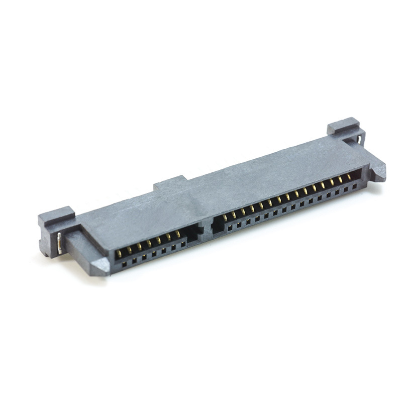 Manufacturer Direct Supply Black SATA7+15P Female Socket Single Row DIP 180-degree Fish Hook Computer Hard Drive Connector