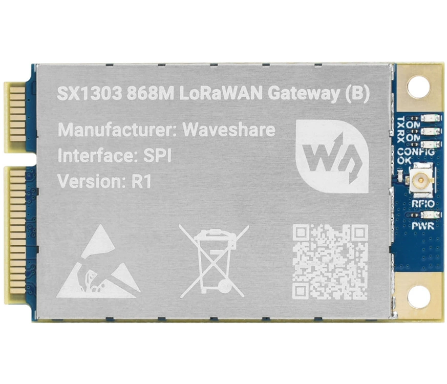 SX1303 868M LoRaWAN gateway module expansion board Raspberry Pi стандартный Mini-PCIe интерфейс