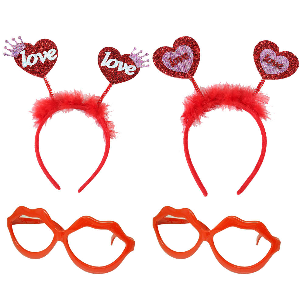 Ventas transfronterizas calientes del día de San Valentín amor cinturón de cabeza ins red moda esquinilla roja amor cinturón de cabello decoración de vacaciones