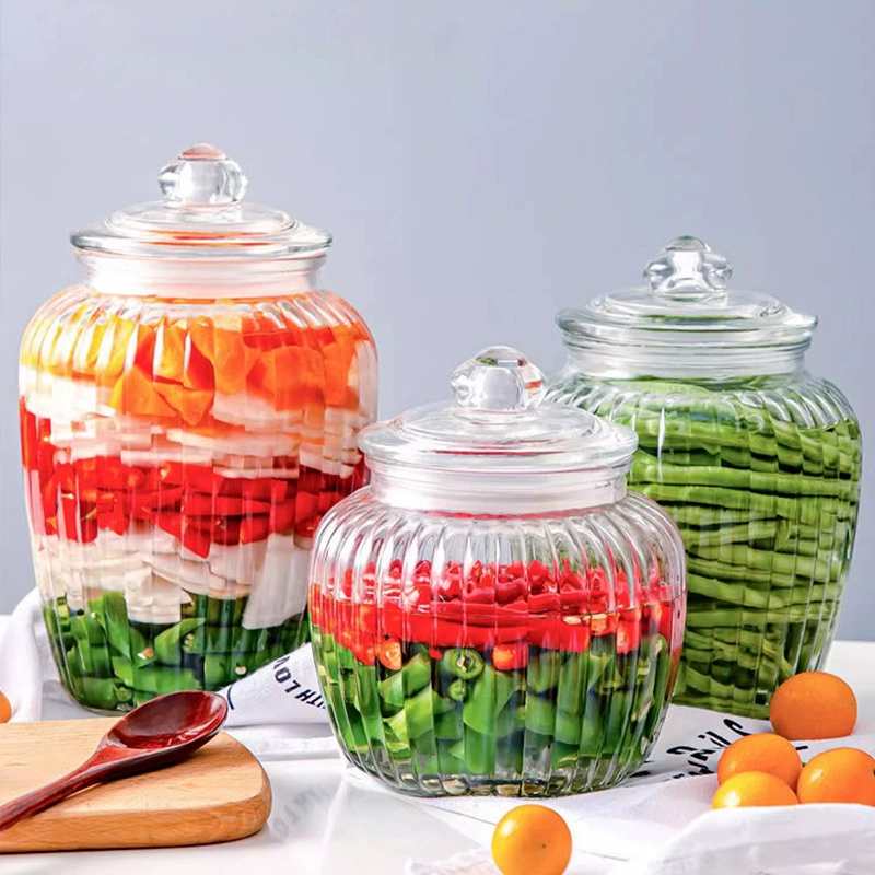 Стеклянная банка для домашнего соления, герметичная банка для маринования овощей, банка для солений, банка для квашеной капусты, банка для маринования зимнего чеснока и маринованных овощей.