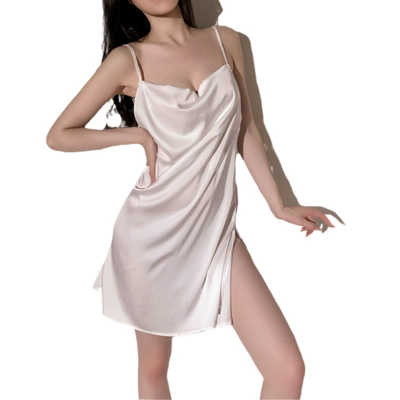 Meiyujia новая сексуальная пижама Женская полая шелковая атласная Шелковая гладкая Домашняя одежда сексуальное нижнее белье Горячая ночная рубашка слинг