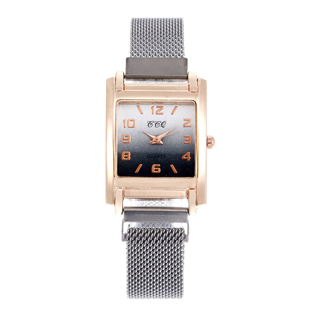 Montre à quartz avec boucle magnétique pour femmes, accessoire de célébrité sur Internet, minimaliste, carrée, numérique, nouvelle collection 2024_voghion.com