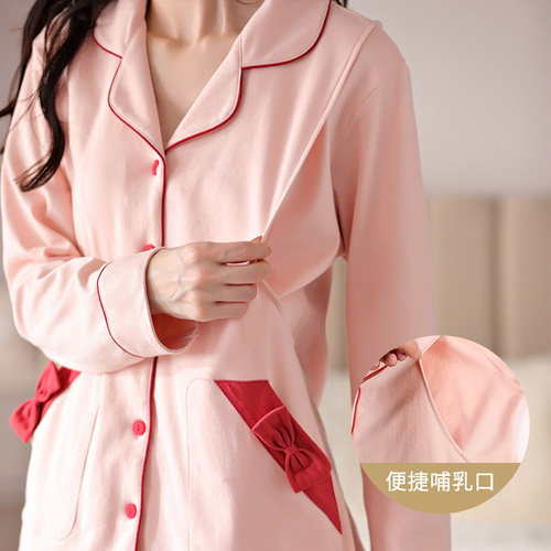 新款100%棉月子服纯棉秋冬产后孕妇套装春秋全棉a类春夏哺乳睡衣