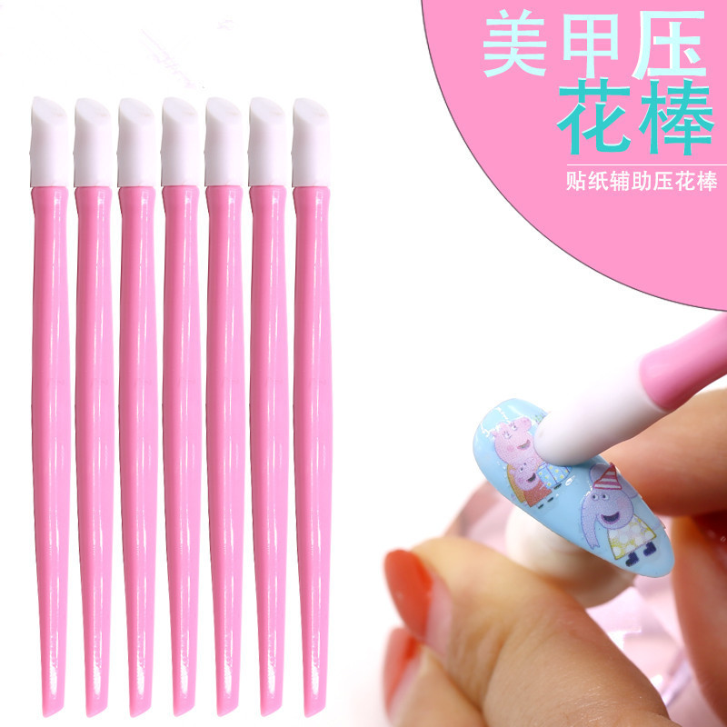 Nail art embossing stick direct sticker pressing rubber stick nail decal auxiliary tool black and white pink blue purple Nail art embossing stick direct sticker pressing rubber stick nail decal auxiliary tool black and white pink blue purple