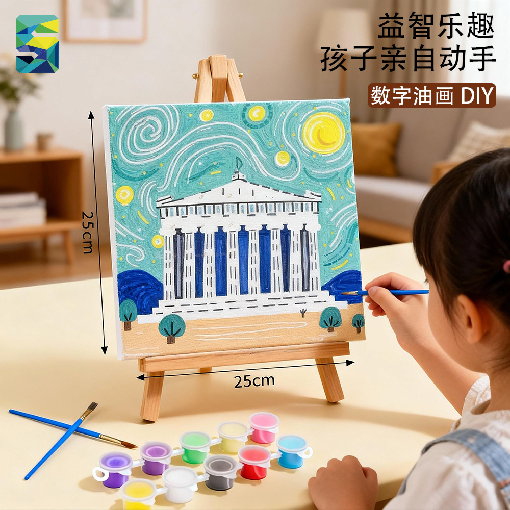 Transfronterizo nuevo mundo pinturas al óleo digital con marco diy acrílico rellenado a mano curar pinturas decorativas paisajísticas