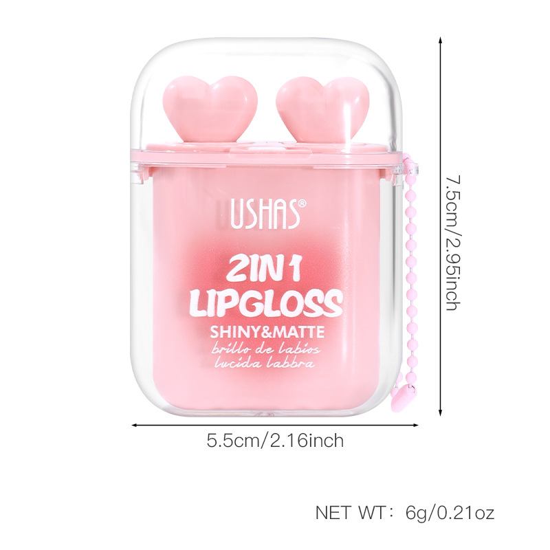 USHAS Transfronterizo Amazon Hot Sale Blush impermeable color duradero doble tubo lipstick ULG015