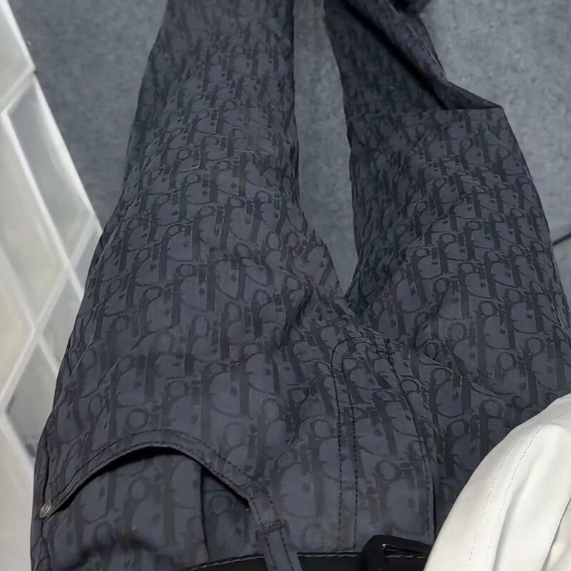 Jacquard Jeans Men's 2024 High-Waisted New Spring Pants Long Pants Loose Straight Casual Versatile Long Pants