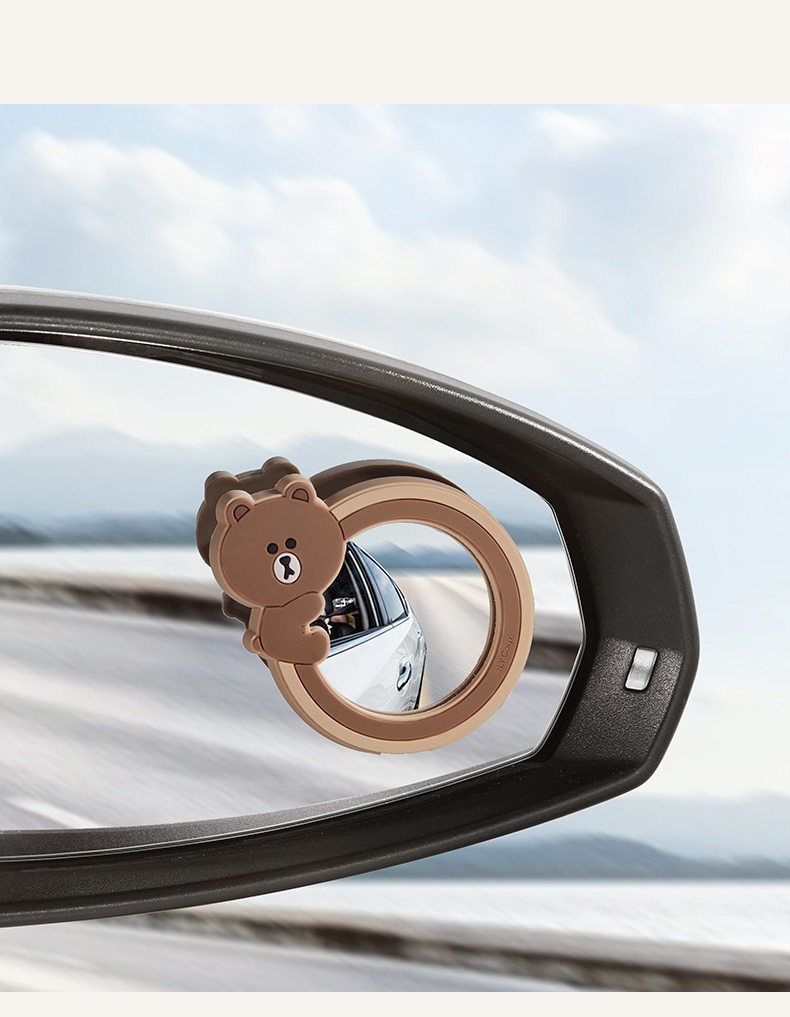 360-Degree Ultra-Clear Wide-Angle Car Rearview Mirror Small Round Mirror Reversing Blind Spot Auxiliary Mirror Reflective Mirror Cartoon Observation Mirror