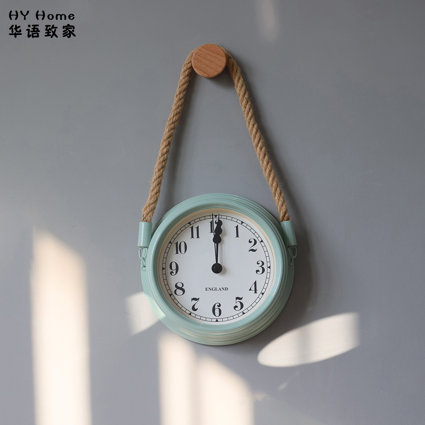 北欧静音时尚客厅挂钟数字复古简约金属钟表创意石英吊绳挂钟