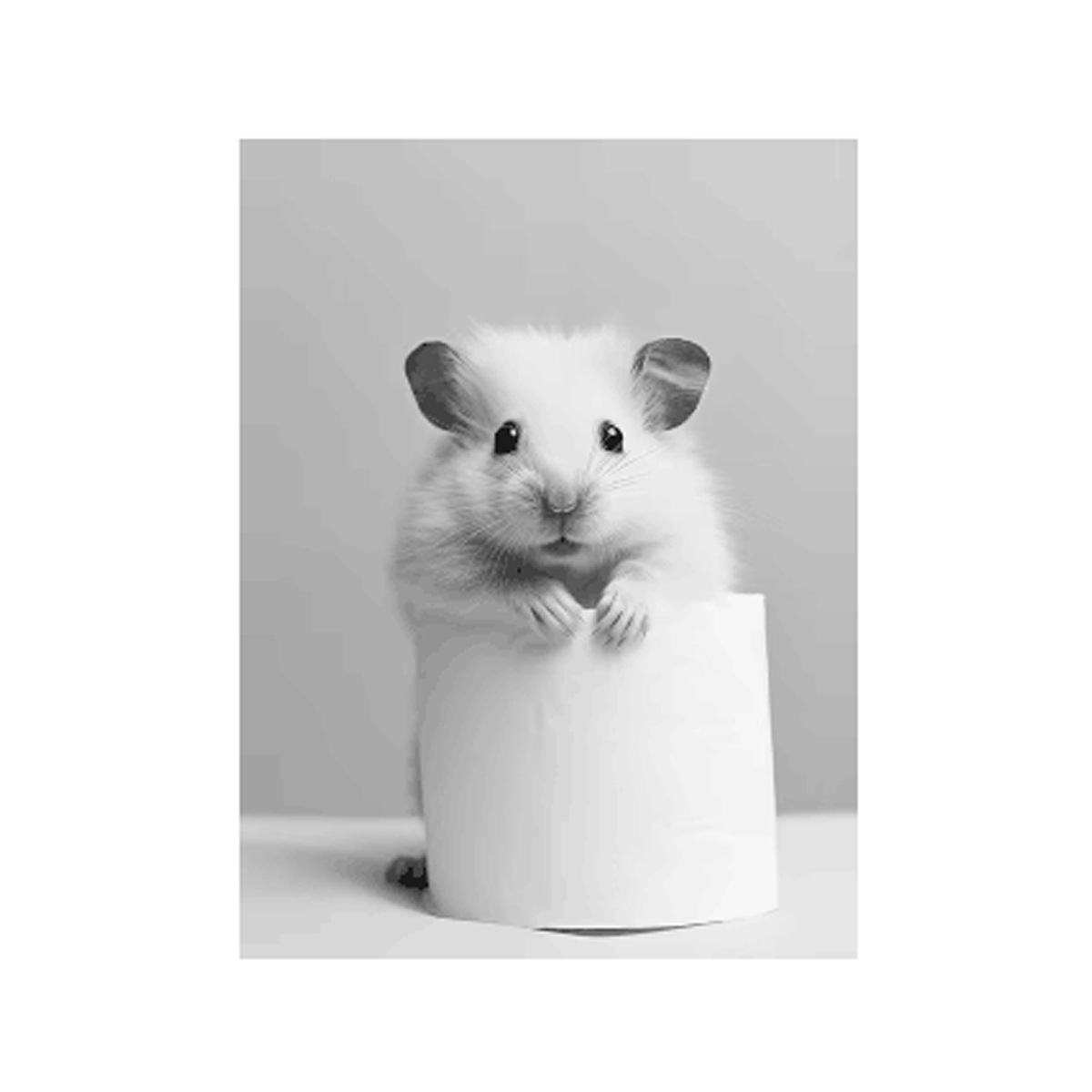 Negro y blanco adorables animales con papel higiénico póster búho perro lienzo pintura de pared arte baño sala de estar decoración del hogar