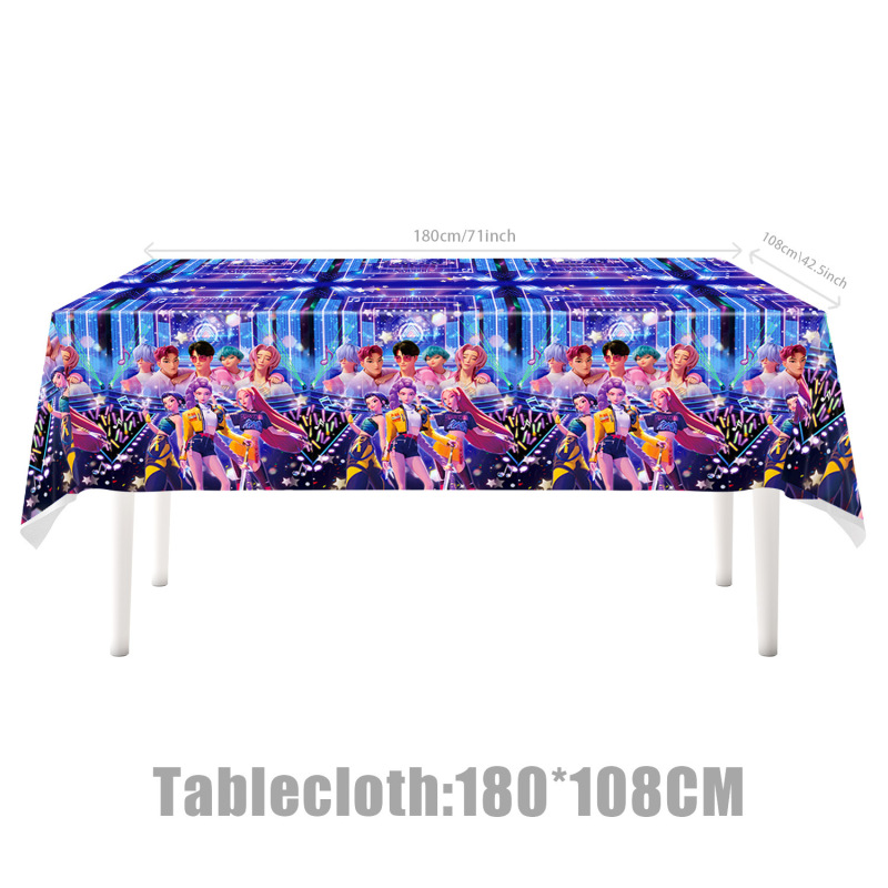 亚马逊蓝色POP猎魔女团主题生日派对用品套装纸盘纸巾桌布装饰|undefined